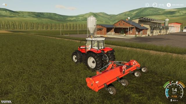 Farming Simulator 2019 mods Massey Ferguson MF7700 with front flashers & Kuhn RM 610 R