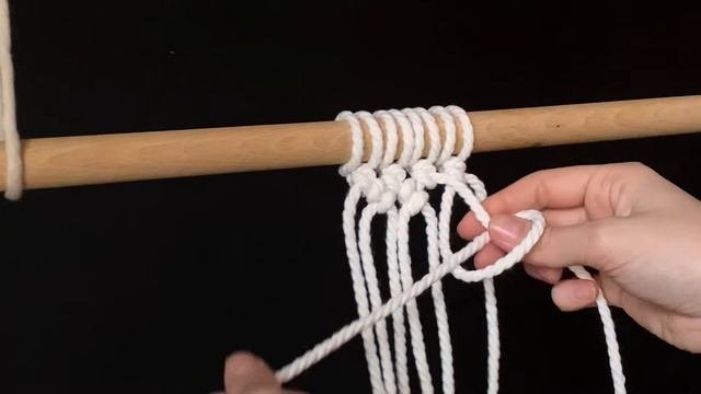 Macrame Double Half Hitch Diagonal Knot Pattern / Плетение из репсовых узлов (диагональная брида)