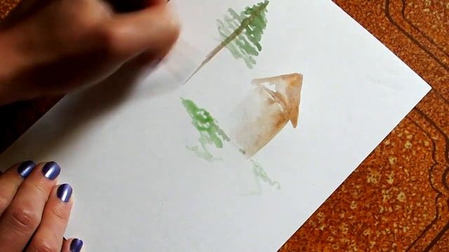 Мельница в минималистичном стиле. Рисунок акварелью без карандаша смотреть онлайн