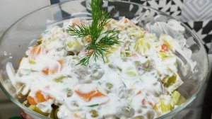 Салат оливье с говядиной