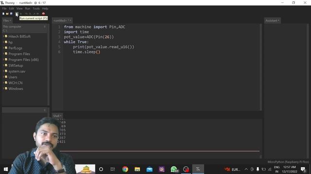 Analog input with Raspberry pi pico using Micropython | Analog read with raspberry pi pico