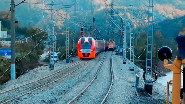 Открытие движения поездов по новому пути ст.Греческий смотреть онлайн