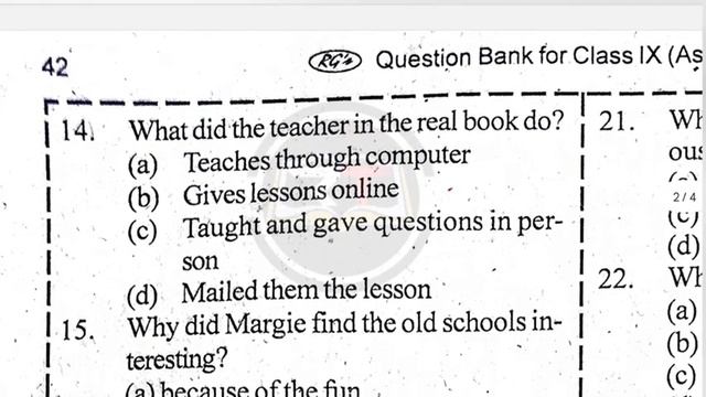 class 9 English Rg Question Bank Solutions | The Fun They Had | MCQs solution | Seba | Assam Class
