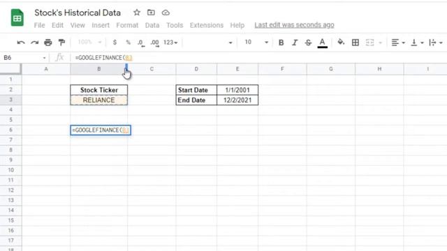 Stocks Historical Data in Google Sheets  Stocks Past Days Data in Google Sheets