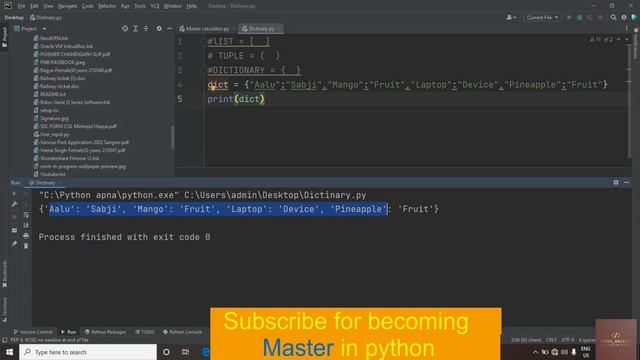 Dictionary in python. Python part 8. Python Zero To Mastery course. Python for beginner.