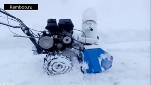 Снег чистим мотоблоком, испытания самодельного шкива!