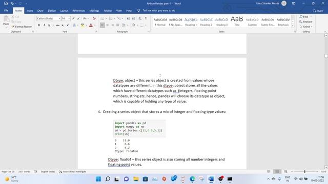Computer Class 12 Chapter Python Pandas How to Create Series Part   1