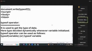 Front End -- Nov 14th Continue Topics:- Typeof() Operator #javascript