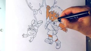 Go Diego Go cartoon characters #ColoringPages #forKids #LearnColors and Draw with Diego