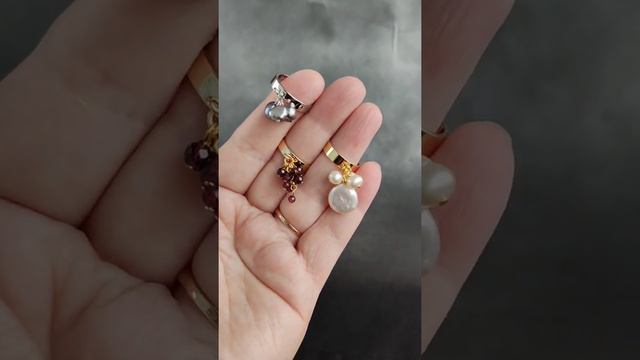 Кольцо с подвеской. Кольцо с жемчугом. Кольцо с гранатом. Pearl ring.  Ring with garnet. Rings