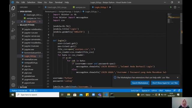 GUI login system dengan input file csv (Python) смотреть онлайн