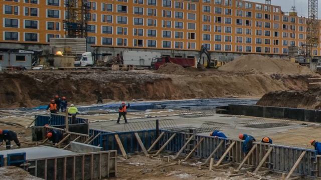 ? Time-lapse строительная площадка с композитной арматурой
