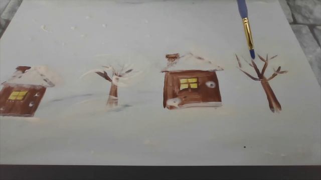 Как нарисовать снегопад с малышами 2-3 лет