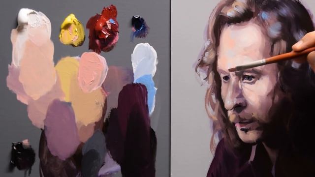 How to MIX Skin Tones With Primary Colors - Oil Portrait - Gary Oldman смотреть онлайн