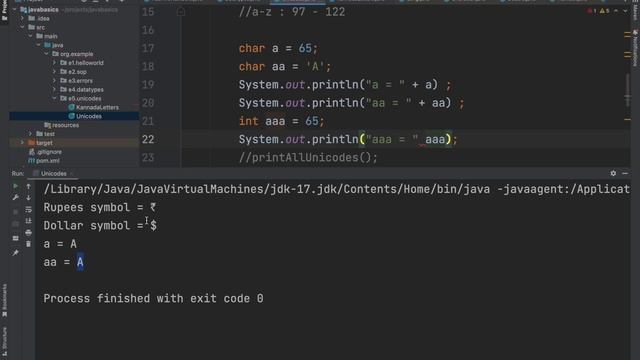 06 Unicodes and ASCII codes | Core Java | Murari Walake