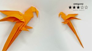 Оригами Бумажный попугай из листа бумаги. Подробный видео урок для детей