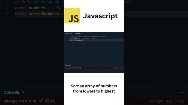 Sort an array of numbers from lowest to highest using Javascript