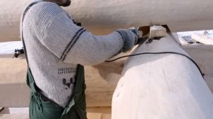 Причерчивание бревна ,Канадская рубка. Верхний затес.