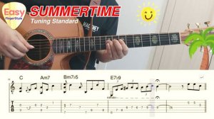 💗 Summertime 💗 Easy Jazz Fingerstyle Guitar Tutorial - TAB/Chords - Jazz Guitar Chord Melody - 재즈기타