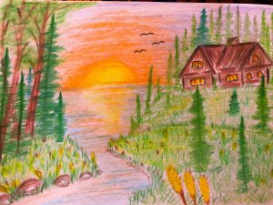 РИСУНОК КАРАНДАШАМИ // ДОМИК В ЛЕСУ // РИСОВАНИЕ ДЛЯ ДЕТЕЙ // ПРОСТОЙ РИСУНОК КАРАНДАШАМИ