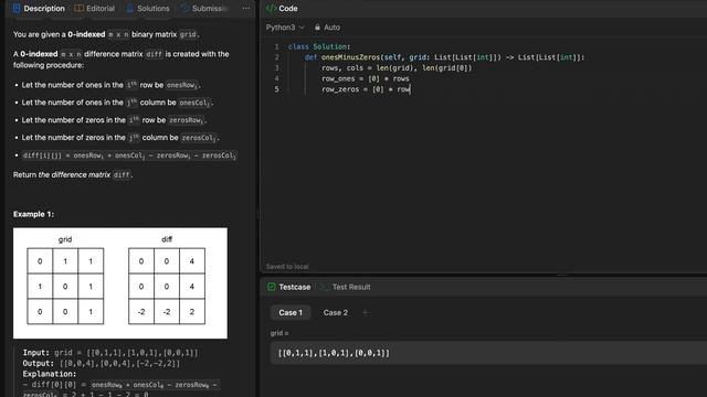 LeetCode 2482 Difference Between Ones and Zeros in Row and Column - python смотреть онлайн