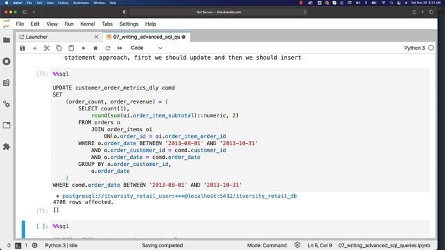 Mastering SQL - Postgresql - Advanced SQL - Merging or Upserting Data