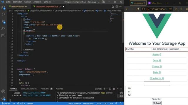 Components in VUE JS 3 Mit $emit Daten verschicken