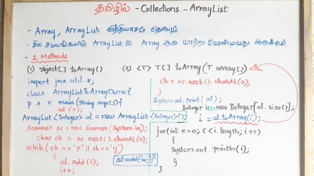 Java Collections in Tamil - 11 - ArrayList to Array - Interview Program - தமிழில் ஜாவா - Payilagam