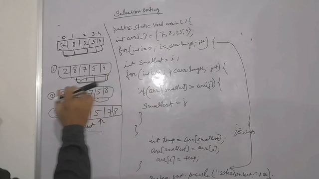 Selection sort in java | Selection sort algorithm in Java programming | Java tutorials for beginner