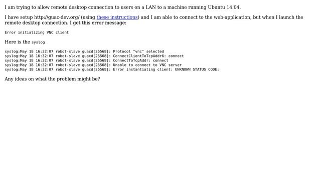 Error initializing VNC client in Guacamole смотреть онлайн