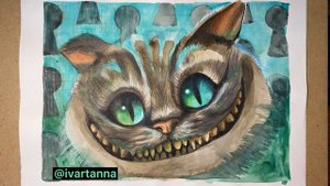 How to draw a Cheshire cat from the movie "Alice in Wonderland".  Как нарисовать Чеширского кота.