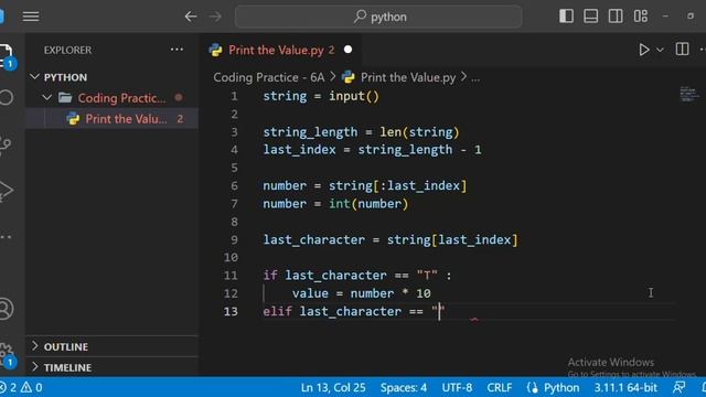 Print the Value | Coding Practice - 6A | Python | CCBP 4.0