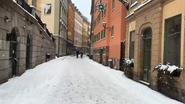 Снежная прогулка в Старом городе Стокгольма❄️| Снегопад в Швеции | Рождество в Стокгольме 2023