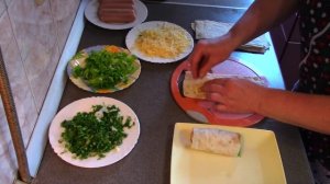 Новая ЗАКУСКА из ЛАВАША с сосисками и зеленью в кляре, за 10 минут