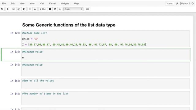 #Generic functions of the list data type in python#Python programming