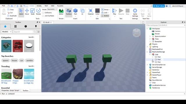 Как сделать работу лесоруба в Roblox Studio! смотреть онлайн