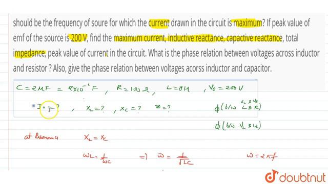 A 2 mu F capacitor 100 ohm resistor and 8 H inductor are connected in series with