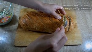 ✅Очень хрустящий батон с чесночной сырной начинкой