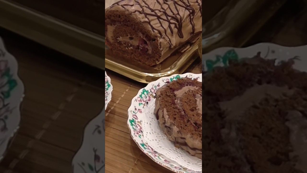 ШОКОЛАДНЫЙ БИСКВИТНЫЙ РУЛЕТ✨ ВИШНЯ В ШОКОЛАДЕ