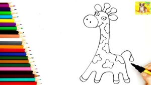 Жираф Рисунок Раскраска для детей.Как нарисовать Жирафа.