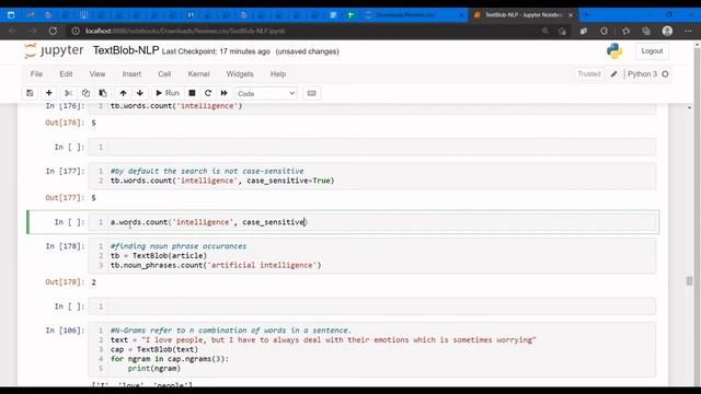 Noun Phrases and For loop & Ngrams-TextBlob
