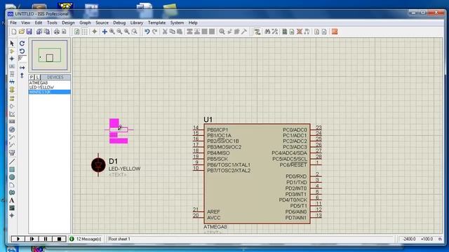 Лекция 332. Atmega8 симуляция в Proteus