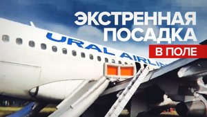 Кадры с места экстренной посадки самолёта «Уральских авиалиний» в Новосибирской области