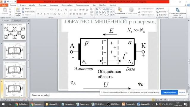 2021 09 20 Лекция № 3 по Электронике  Принцип работы и характеристики диода