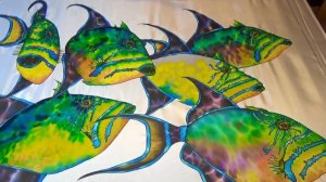 BATIK CREATING FINE ART ON SILK - JEAN-BAPTISTE - TRIGGERFISH