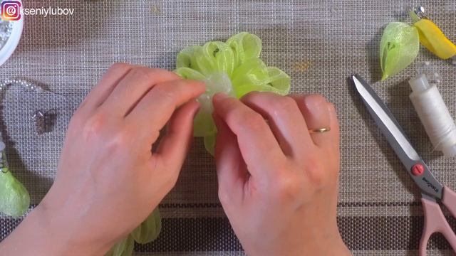 Самые Летние и легкие цветы цветочки с подвеской из ленты Органза МК DIY kanzashi