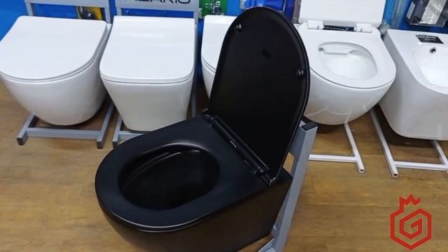 Унитаз подвесной безободковый Azario Grado AZ-0046 N-MB в комплекте с сидением микролифт смотреть онлайн