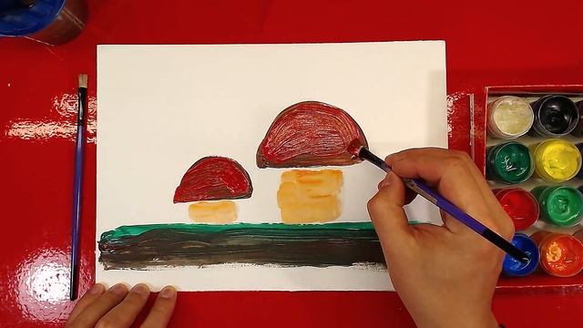 Рисуем ГРИБЫ осенью ГУАШЬ для детей смотреть онлайн