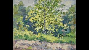 Birch Painting Nature Landscape Summer Sunny Day Impressionism