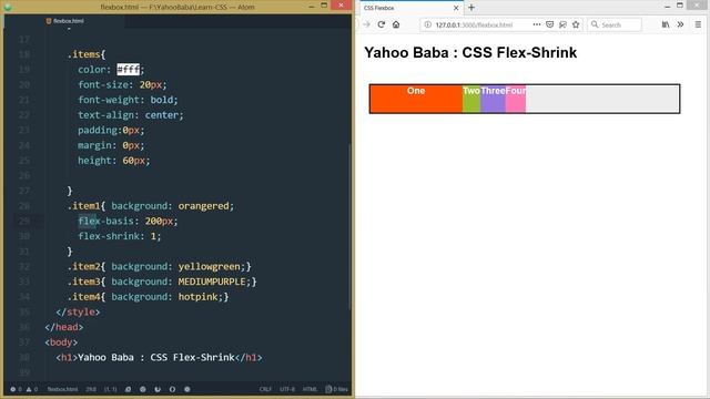CSS Flexbox Flex-Shrink Tutorial in Hindi / Urdu